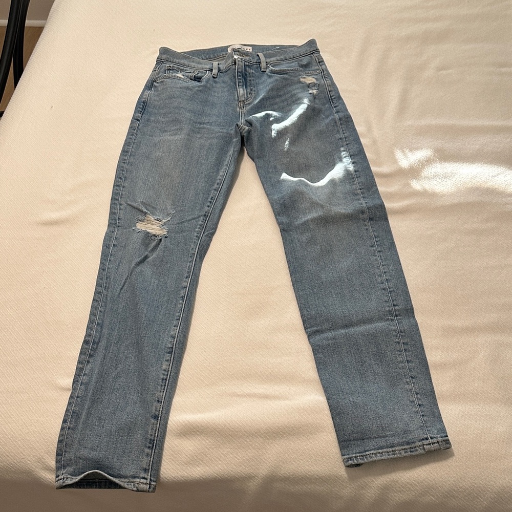 Loft Light Blue Distressed Straight Leg Jeans